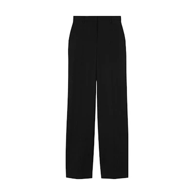 (Women) Burberry FW22 Black Pleated Flared Long Casual Pants. 80614091