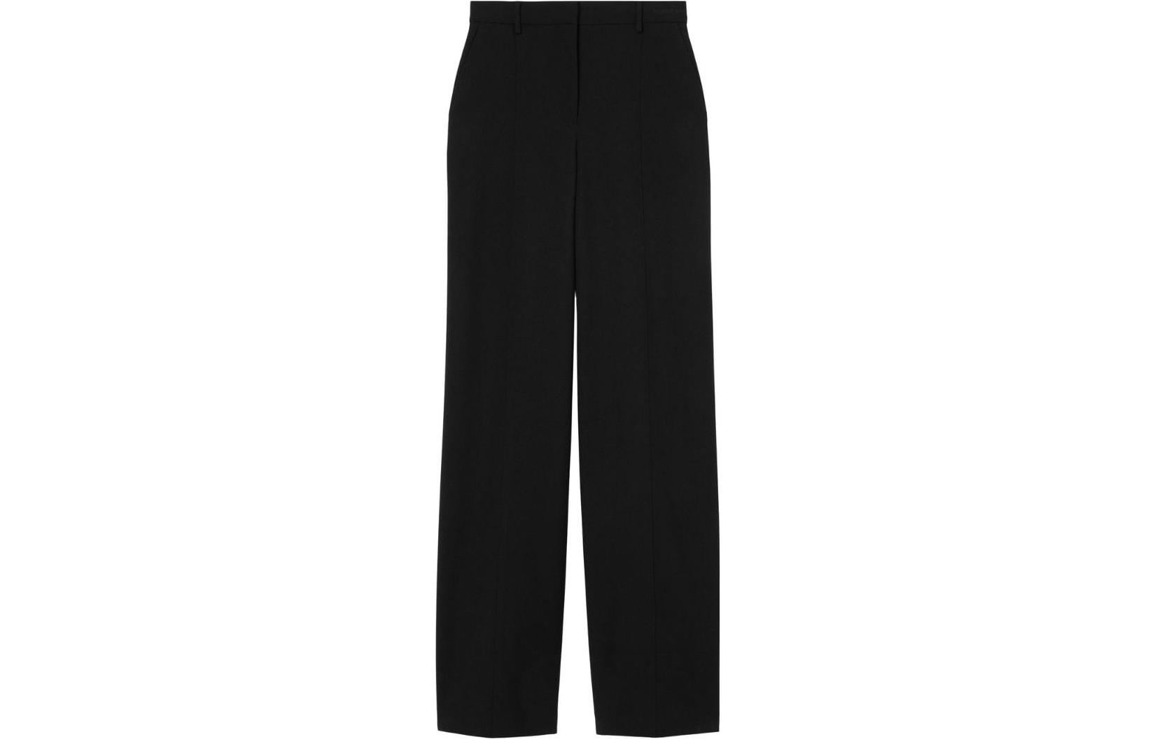 Order (W) 버버리 FW22 블랙 플리츠 플레어 롱 캐주얼 팬츠. 80614091