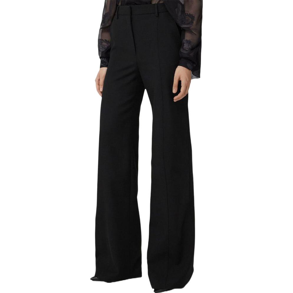 Purchase (W) 버버리 FW22 블랙 플리츠 플레어 롱 캐주얼 팬츠. 80614091