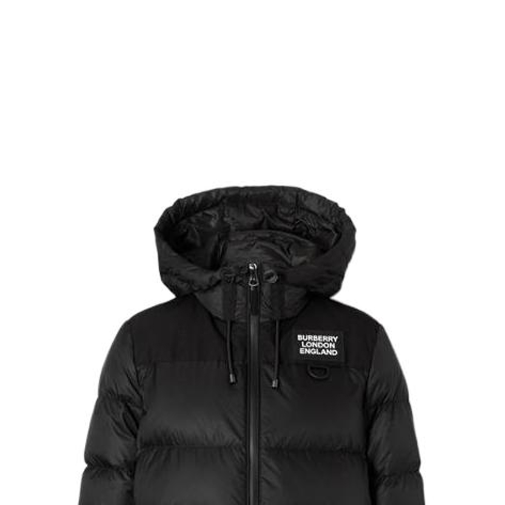 Shop (W) Burberry FW22 黑色連帽標誌字母羽絨外套 8038747