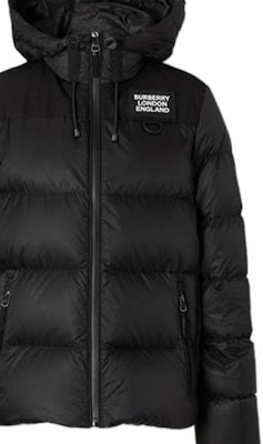 (Women) Burberry FW22 Black Puffer Jacket with Logo Letters and Hood. 8038747 Sizing (Women) Burberry FW22 Black Puffer Jacket with Logo Letters and Hood. 8038747