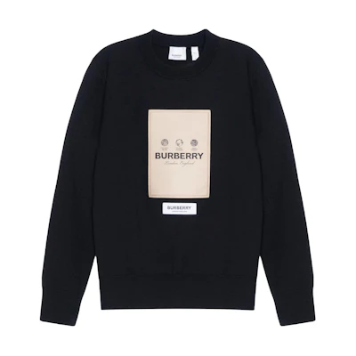 (Women) Burberry FW22 Black Pullover Sweatshirt with Letter Logo Print. 80571761