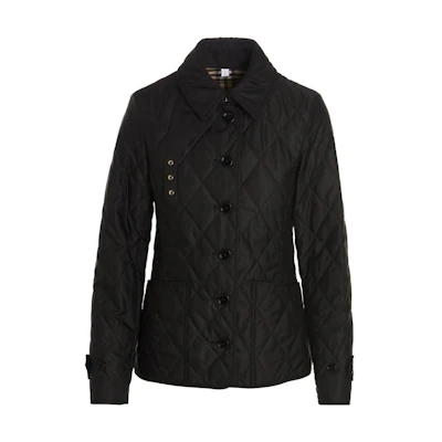 (Women) Burberry FW22 Black Quilted Button-Up Casual Long Sleeve Jacket. 80498691