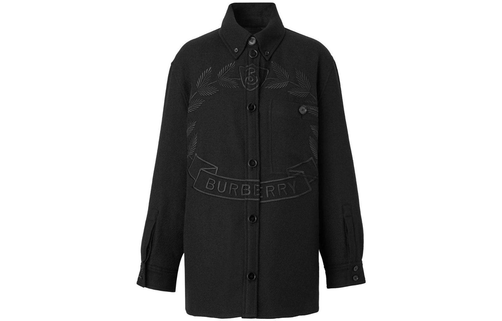 (Women) Burberry FW22  Black Single-Breasted Jacket with Logo Patch Embroidery 80623441 圖 2