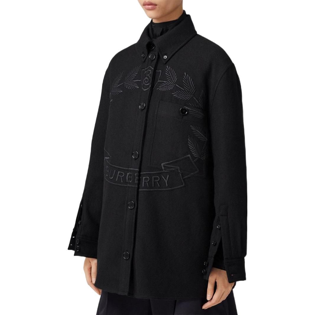 (Women) Burberry FW22  Black Single-Breasted Jacket with Logo Patch Embroidery 80623441 圖 5