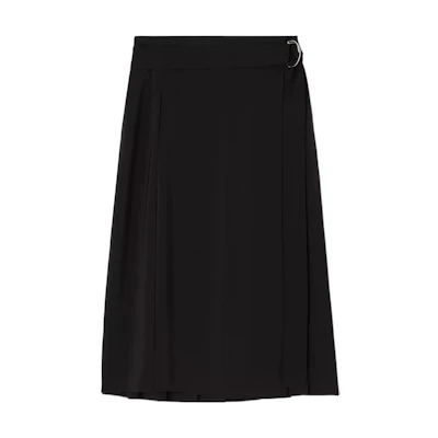 (Women) Burberry FW22 Black Solid Color Casual Midi Skirt. 80571131