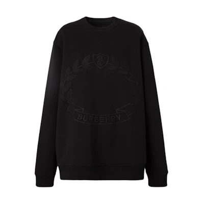 (Women) Burberry FW22 Black Sweatshirt with Solid Color Embroidery Design. 80622281