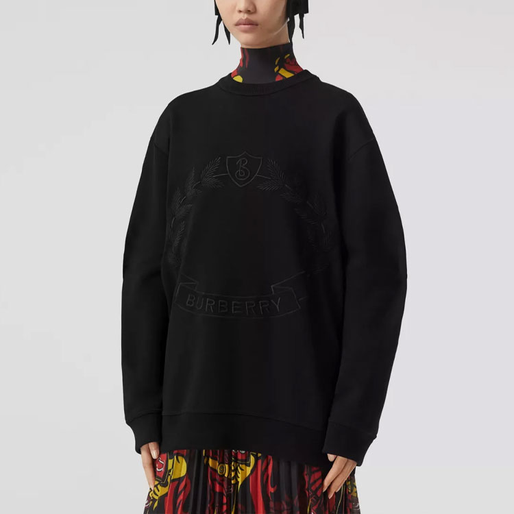 Lookbook (Women) Burberry FW22  Black Sweatshirt with Solid Color Embroidery Design. 80622281