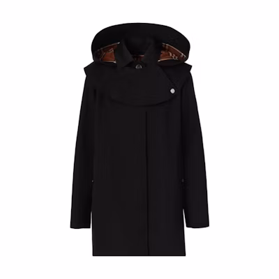 (Women) Burberry FW22 Black Trench Coat with Detachable Hood and Check Lining. 80581521