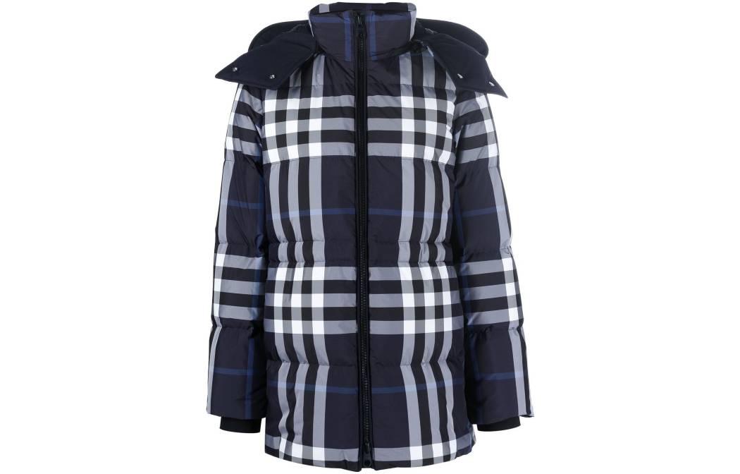 (Women) Burberry FW22  Blue Check Patchwork Hooded Down Jacket. 80578411 圖 2