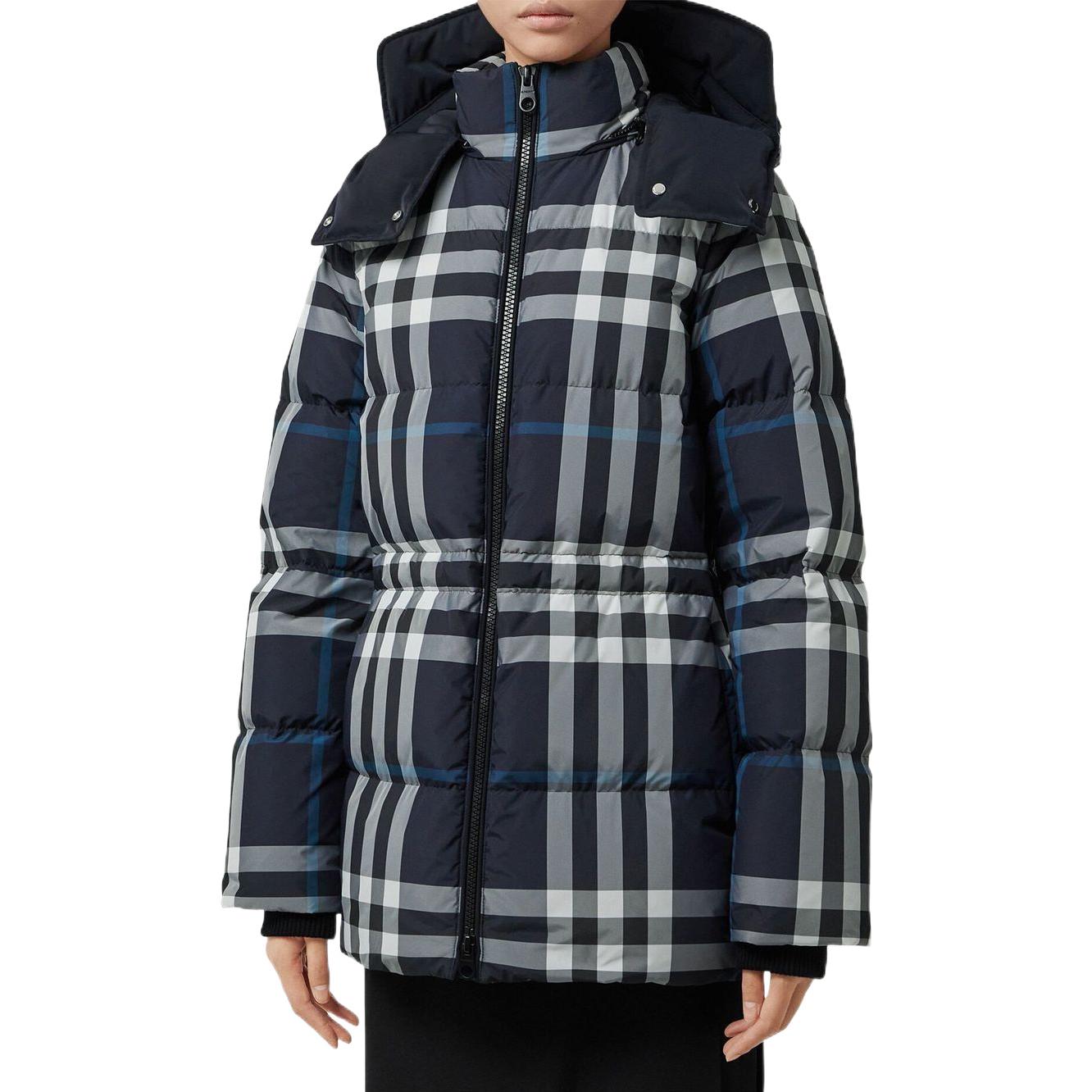 (Women) Burberry FW22  Blue Check Patchwork Hooded Down Jacket. 80578411 圖 5
