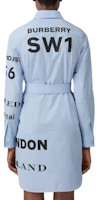Shop (Women) Burberry FW22 Blue Letter Print Tie-Waist Long-Sleeve Dress. 80581041