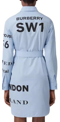 (W) Burberry FW22 Gaun Lengan Panjang Cetak Huruf Biru dengan Ikatan Pinggang. 80581041 Shop (W) Burberry FW22 Gaun Lengan Panjang Cetak Huruf Biru dengan Ikatan Pinggang. 80581041