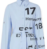 Purchase (Women) Burberry FW22 Blue Letter Print Tie-Waist Long-Sleeve Dress. 80581041