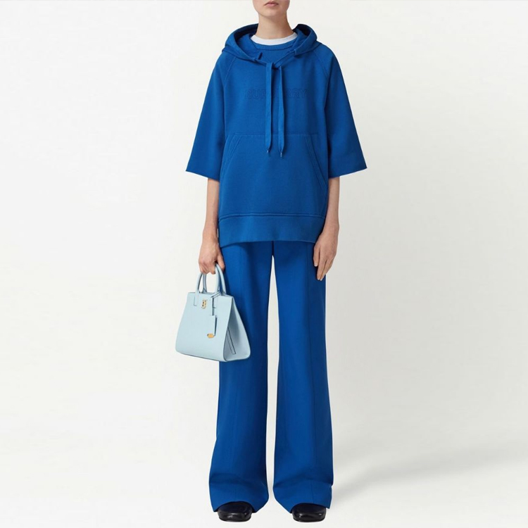 Lookbook (Women) Burberry FW22  Blue Solid Logo Print Hoodie Jacket. 80647391