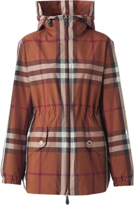 (Women) Burberry FW22 Brown Check Print Zip-Up Loose Fit Hooded Jacket 80554411 Order (Women) Burberry FW22 Brown Check Print Zip-Up Loose Fit Hooded Jacket 80554411