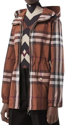 (Women) Burberry FW22 Brown Check Print Zip-Up Loose Fit Hooded Jacket 80554411 Shop (Women) Burberry FW22 Brown Check Print Zip-Up Loose Fit Hooded Jacket 80554411
