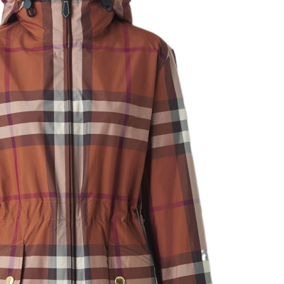 (Women) Burberry FW22 Brown Check Print Zip-Up Loose Fit Hooded Jacket 80554411 Sizing (Women) Burberry FW22 Brown Check Print Zip-Up Loose Fit Hooded Jacket 80554411