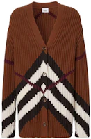 Order (Women) Burberry FW22 Brown Colorblock Striped Knit Cardigan Jacket Top. 80557301