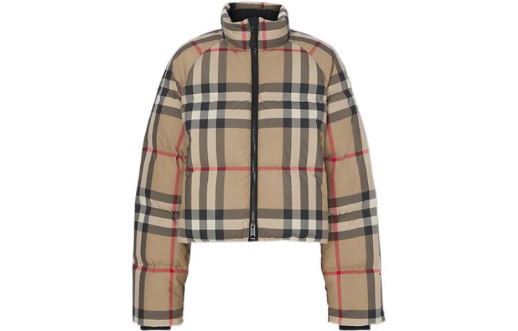 (Women) Burberry FW22  Brown Fitted Down Jacket with Zip and Stand Collar. 80590931