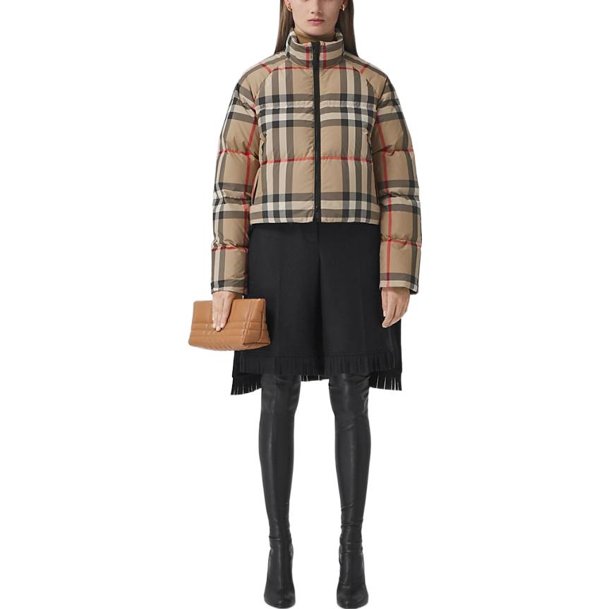 Lookbook (Women) Burberry FW22  Brown Fitted Down Jacket with Zip and Stand Collar. 80590931