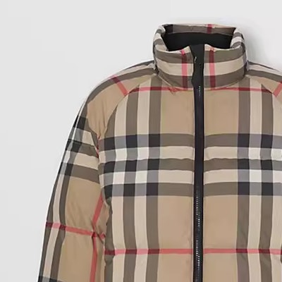 (Women) Burberry FW22 Brown Fitted Down Jacket with Zip and Stand Collar. 80590931 Details for (Women) Burberry FW22 Brown Fitted Down Jacket with Zip and Stand Collar. 80590931