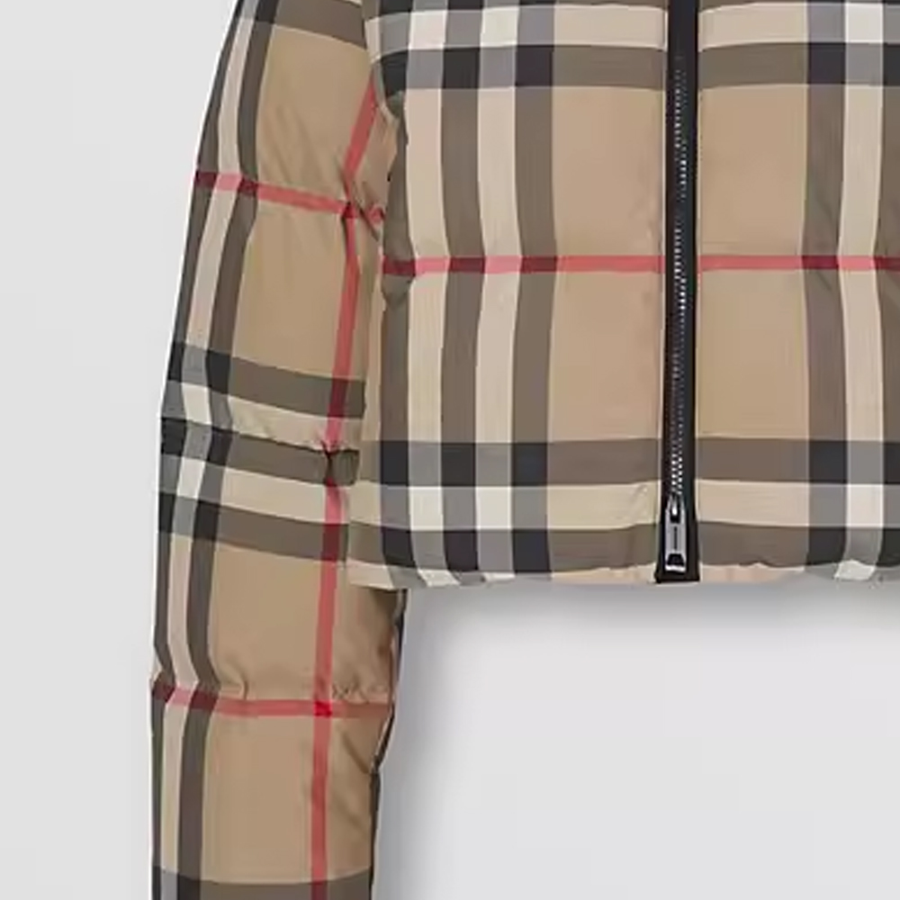 Sizing (Women) Burberry FW22  Brown Fitted Down Jacket with Zip and Stand Collar. 80590931