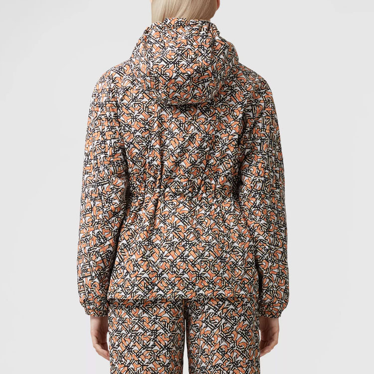 Purchase (W) Burberry FW22 Jaket Coklat Nylon Hoodie dengan Cetakan Monogram. 80569491