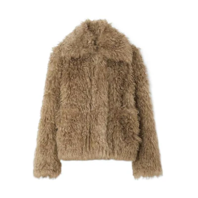 (Women) Burberry FW22 Brown Single-Breasted Collared Long-Sleeve Jacket. 80548801
