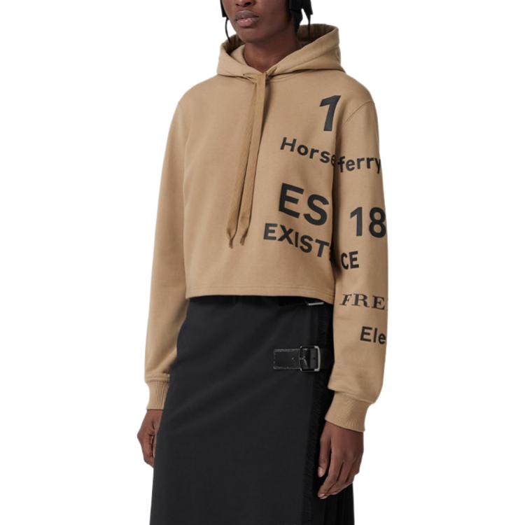(Women) Burberry FW22  Camel Short Hoodie with Letter Logo Print. 80607011 圖 5