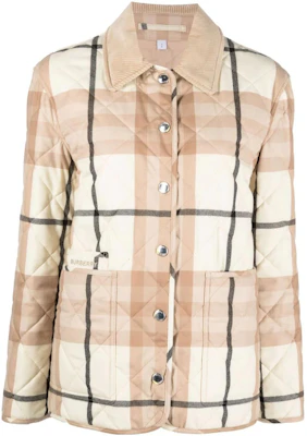 (W) 博柏利 FW22 卡其色格纹棉质纽扣夹克. 80554381 Order (W) 博柏利 FW22 卡其色格纹棉质纽扣夹克. 80554381