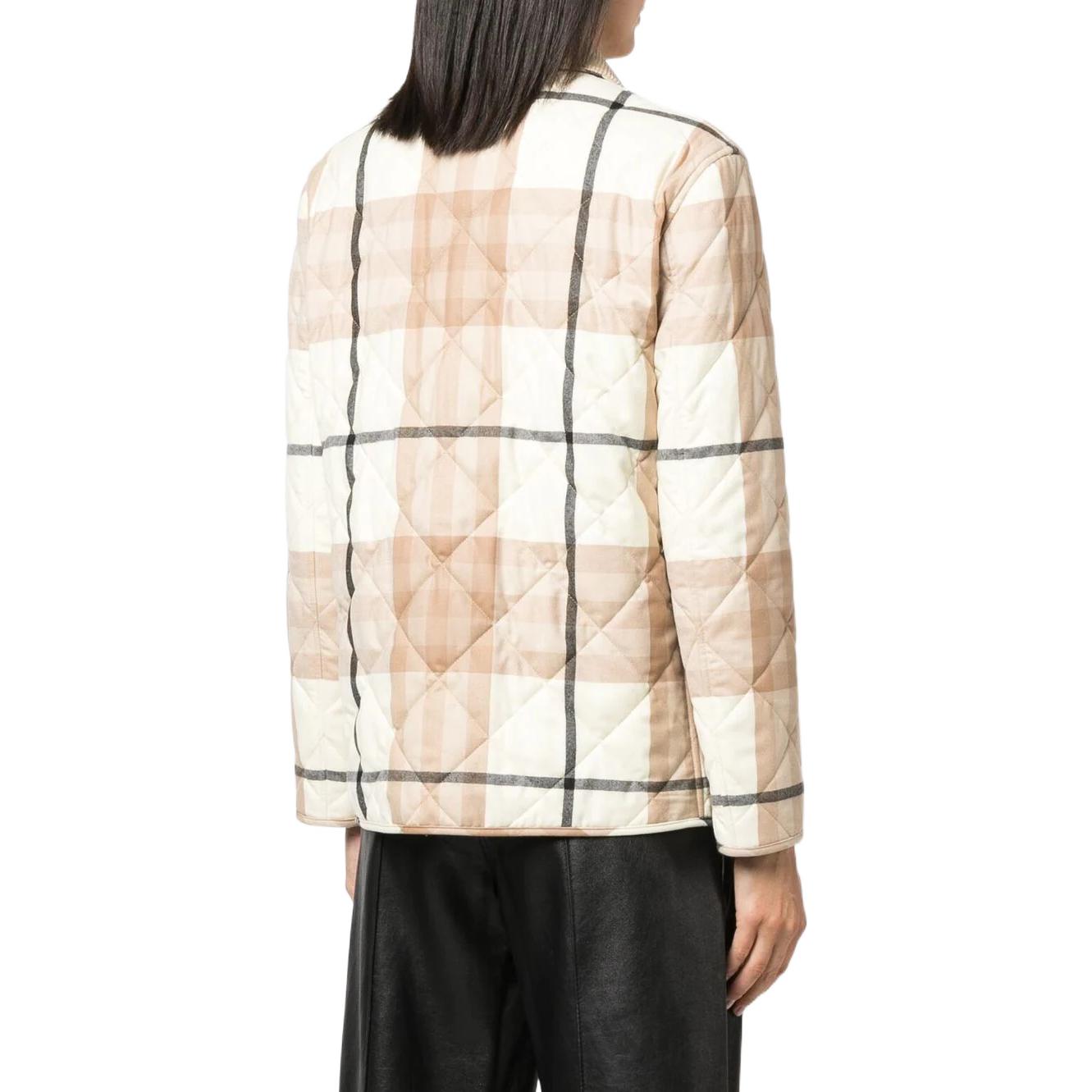 Shop (W) 博柏利 FW22 卡其色格纹棉质纽扣夹克. 80554381