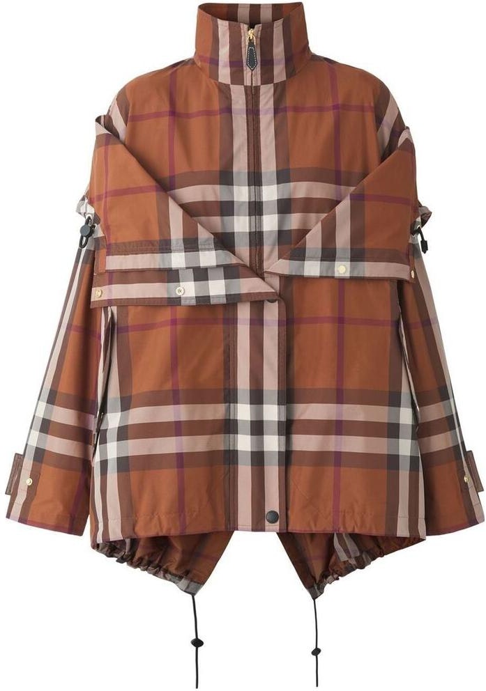 women-burberry-fw-22-check-layered-stand-collar-zip-hoodie-jacket-brown-80573181