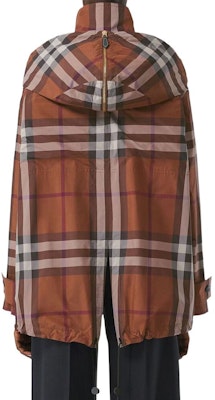 (W) バーバリー FW22 チェック レイヤード スタンドカラー ジップ フーディ ジャケット ブラウン 80573181 Purchase (W) バーバリー FW22 チェック レイヤード スタンドカラー ジップ フーディ ジャケット ブラウン 80573181