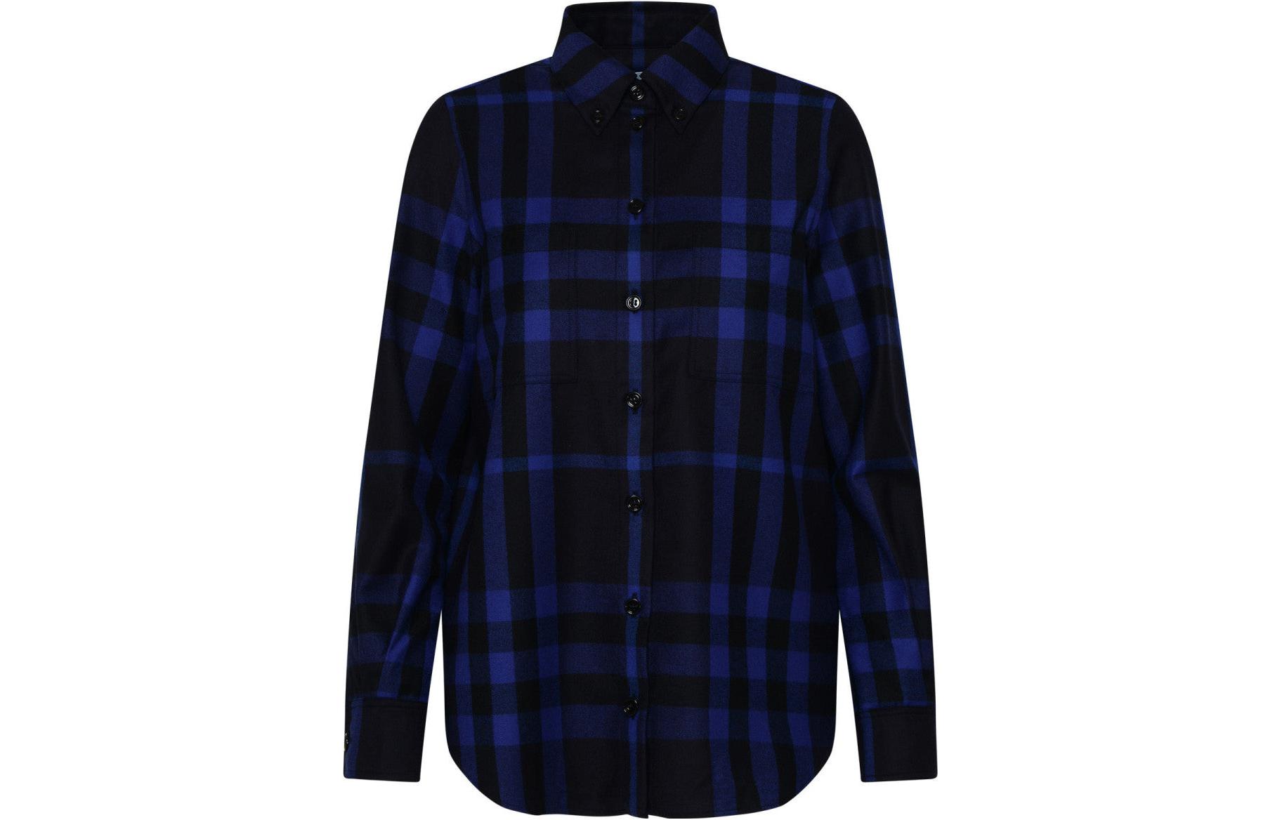 (Women) Burberry FW22  Check Long-Sleeve Shirt Blue 80607821