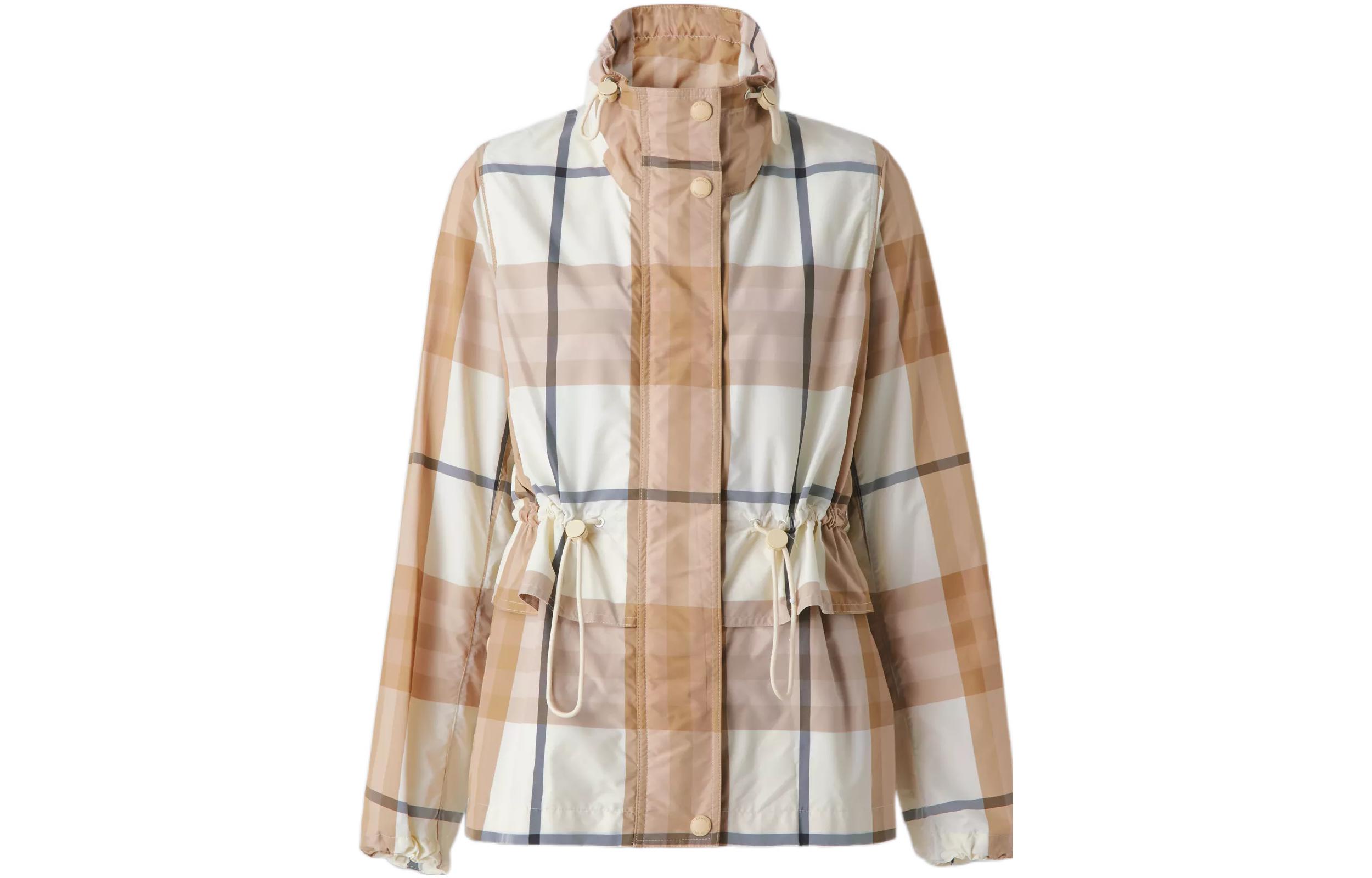 (Women) Burberry FW22  Check Nylon Funnel Neck Jacket Off White. 80552661 圖 2