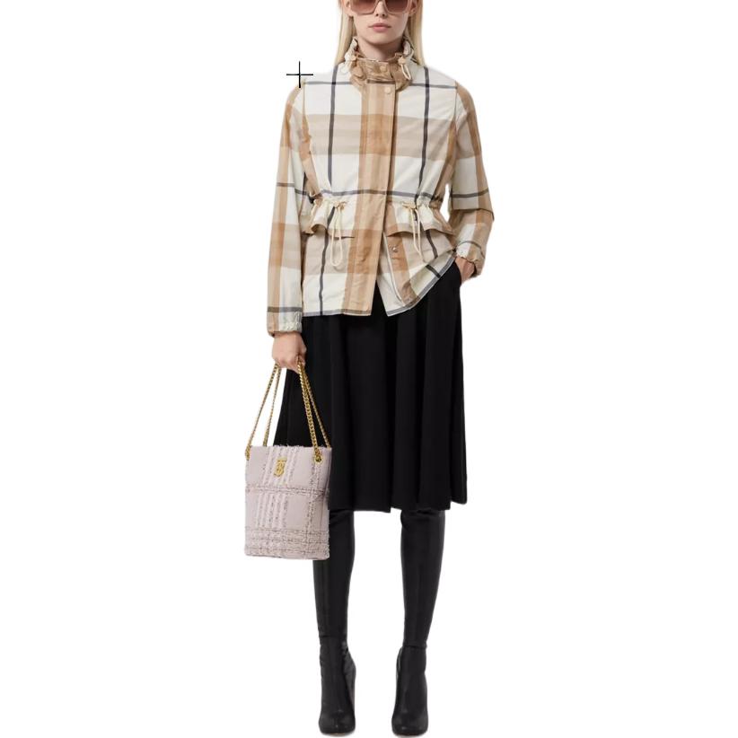 (Women) Burberry FW22  Check Nylon Funnel Neck Jacket Off White. 80552661 圖 3