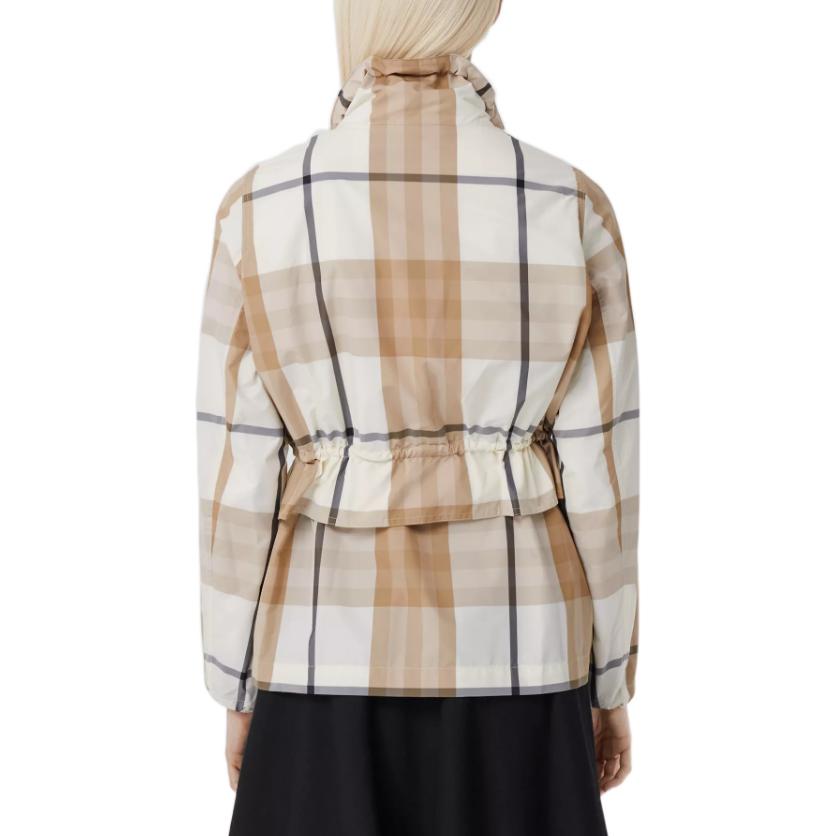 (Women) Burberry FW22  Check Nylon Funnel Neck Jacket Off White. 80552661 圖 5