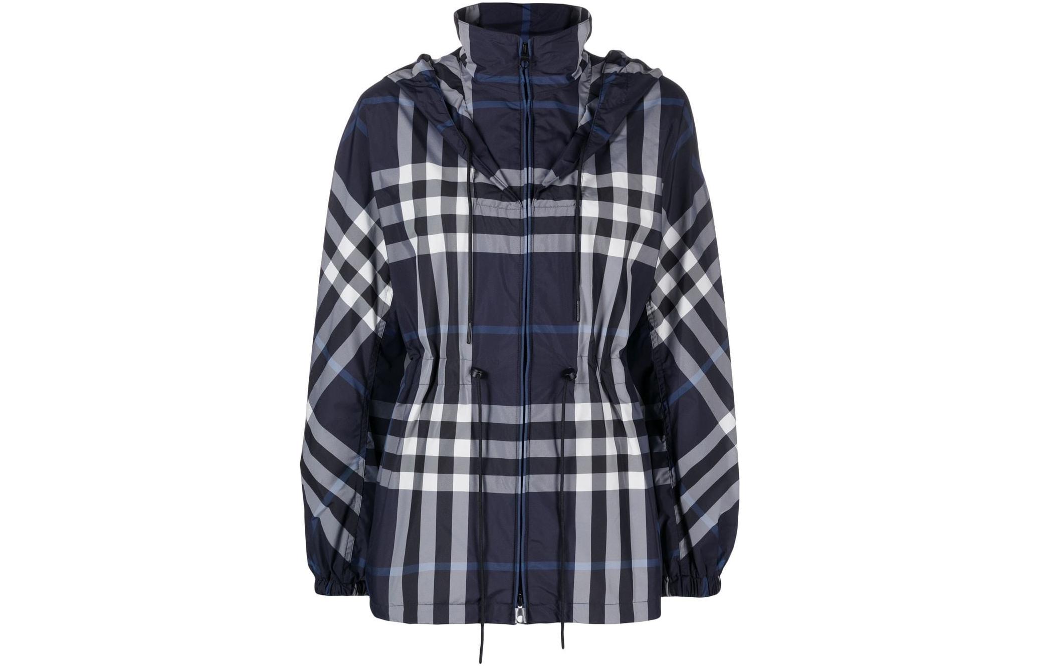 Order (W) バーバリー FW22 チェック柄 ハイネック フーディ ジャケット ブルー 80582151