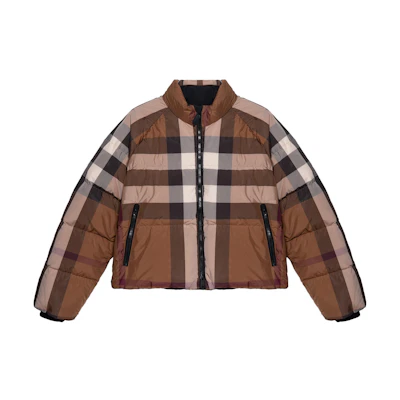 (Women) Burberry FW22 Check Quilted Down Jacket Short Zip Brown 80590961