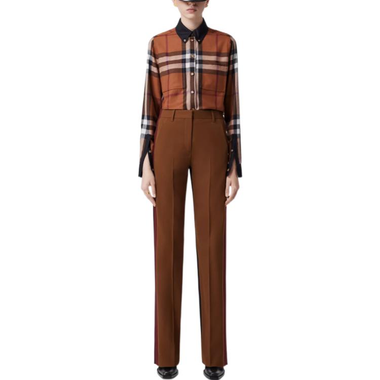 (Women) Burberry FW22  Check Single-Breasted Long-Sleeve Shirt Birch Brown 80629961 圖 3