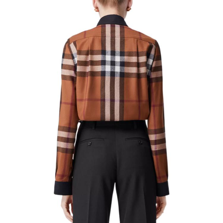 (Women) Burberry FW22  Check Single-Breasted Long-Sleeve Shirt Birch Brown 80629961 圖 4