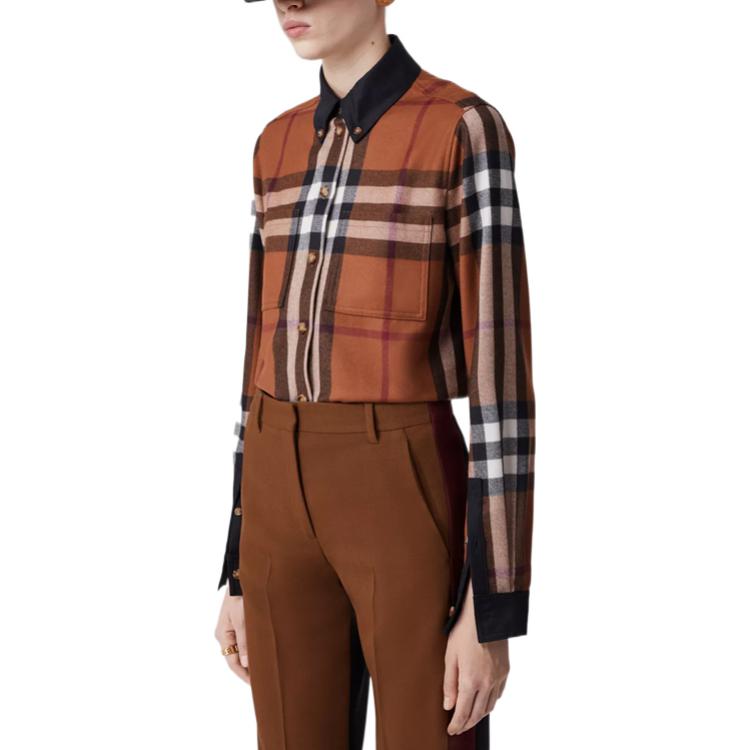 (Women) Burberry FW22  Check Single-Breasted Long-Sleeve Shirt Birch Brown 80629961 圖 5
