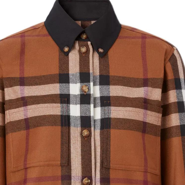 (Women) Burberry FW22  Check Single-Breasted Long-Sleeve Shirt Birch Brown 80629961 圖 7
