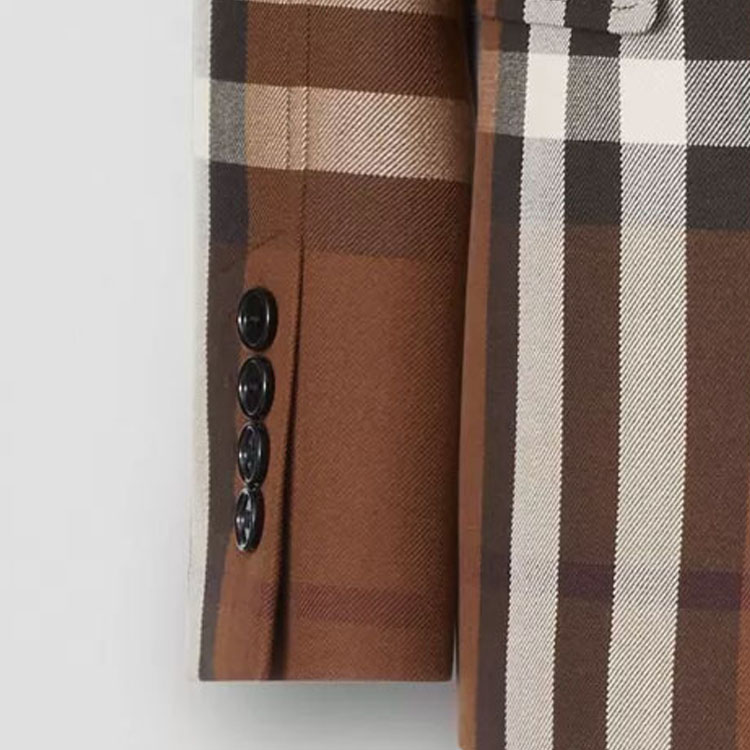 Sizing (Women) Burberry FW22  Check Wool-Blend Jacquard Blazer Dark Brown 80607931