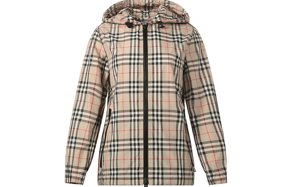 (Women) Burberry FW22  Check Zip-Up Hoodie Jacket - Archive Beige. 80594901