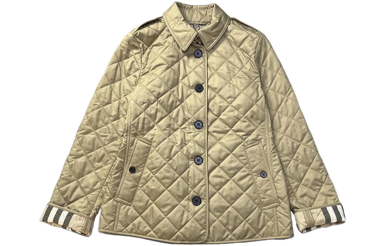 (Women) Burberry FW22  Checkered Cotton Jacket in Khaki. 80530461