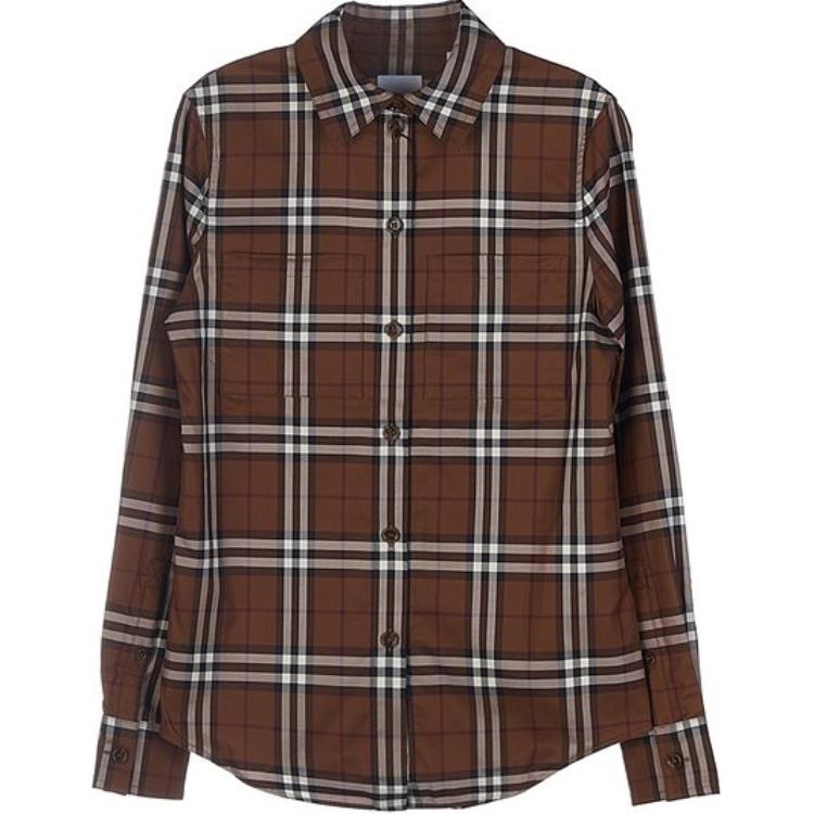 (Women) Burberry FW22  Checkered Long Sleeve Shirt Dark Brown 80631631