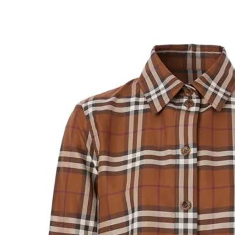 (Women) Burberry FW22  Checkered Long Sleeve Shirt Dark Brown 80631631 圖 3