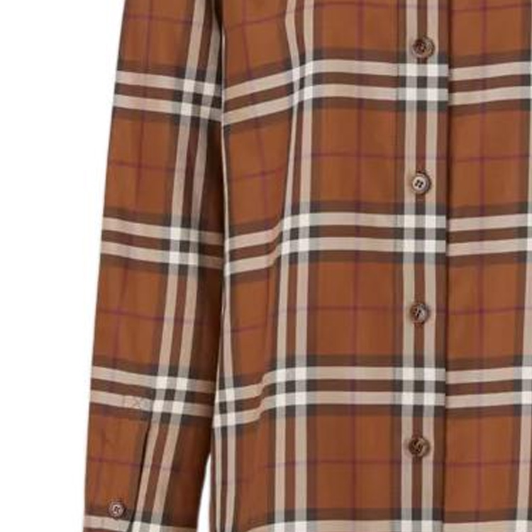 (Women) Burberry FW22  Checkered Long Sleeve Shirt Dark Brown 80631631 圖 5